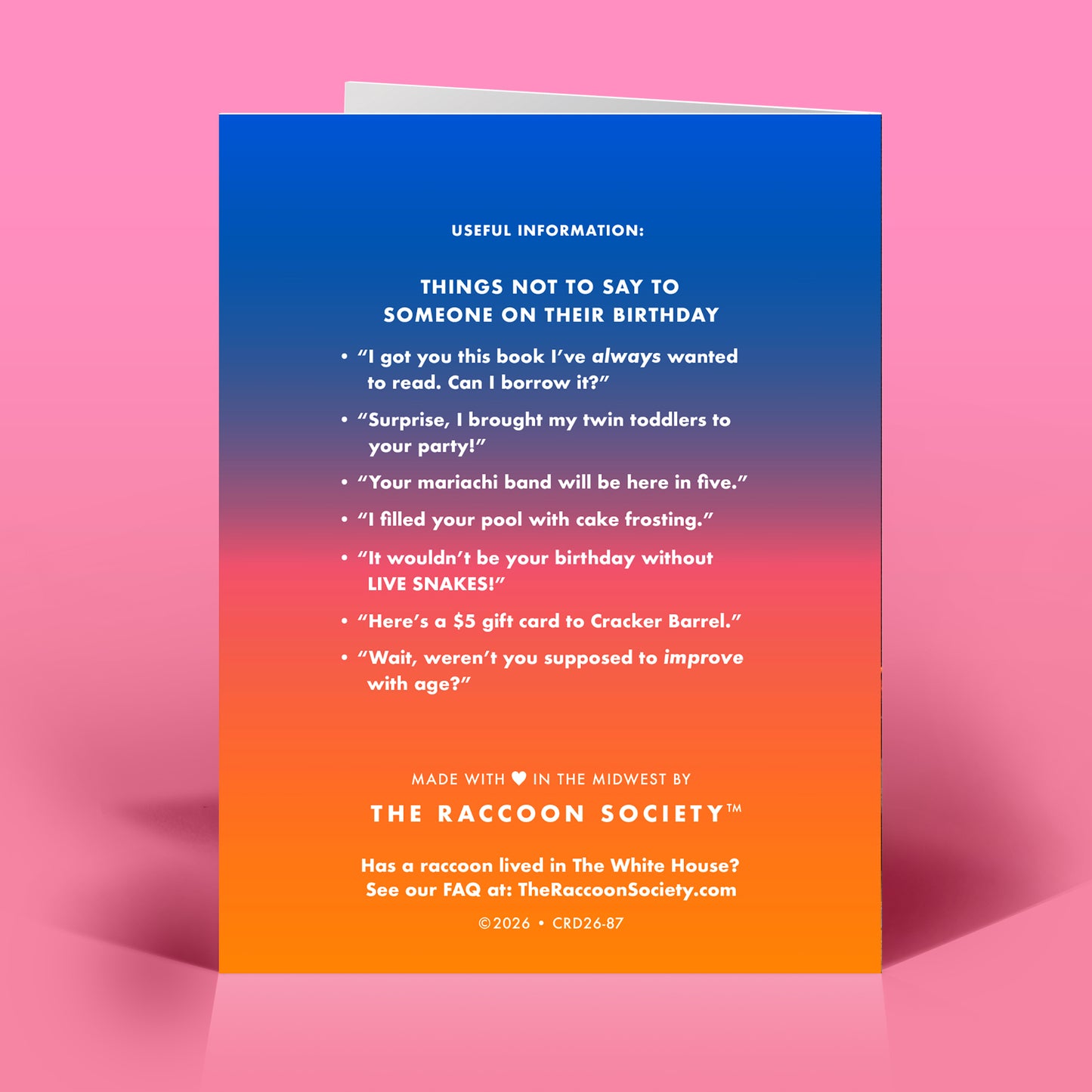 "Too Old for This" Birthday Card