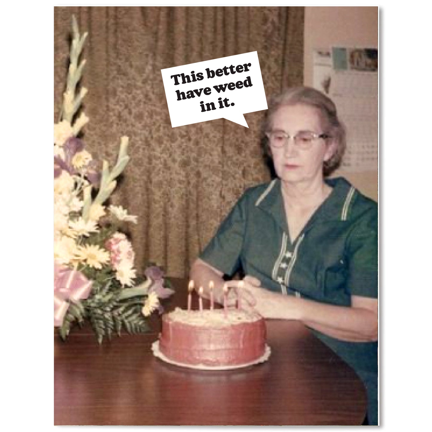 Weed Birthday Cake - Card
