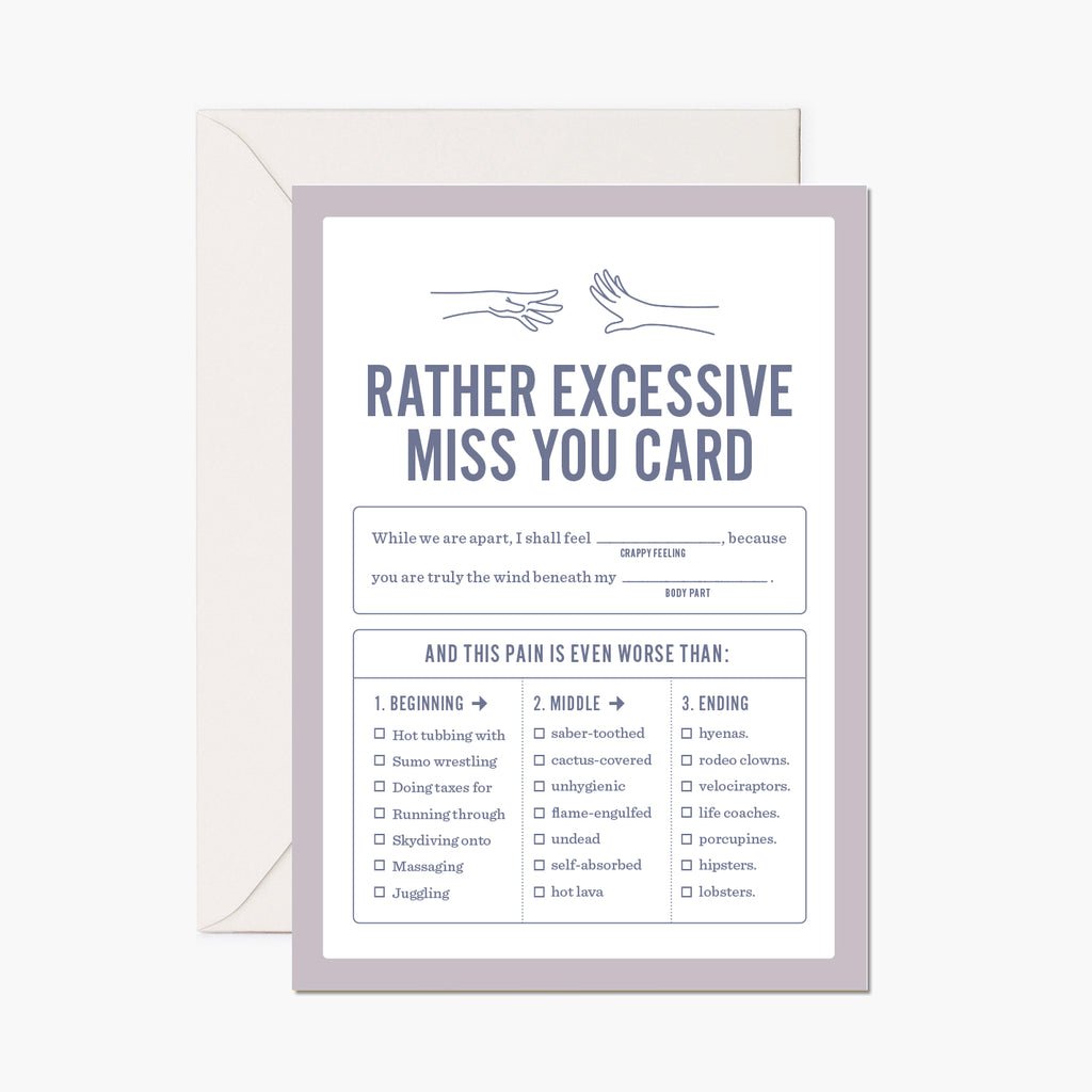 "Excessive Miss You" Card