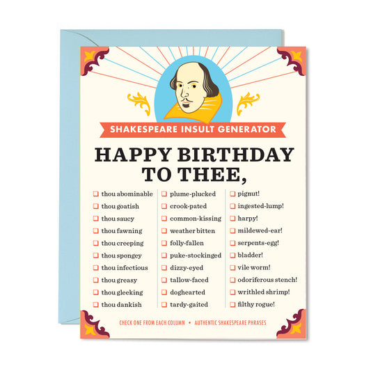 Shakespeare Insults Card: Birthday