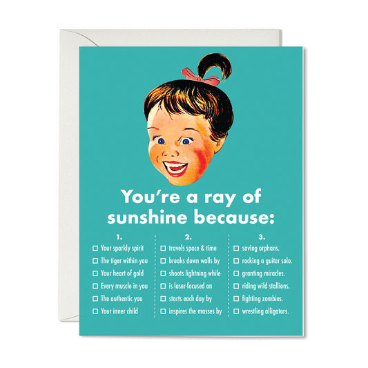 You're a Ray of Sunshine Card