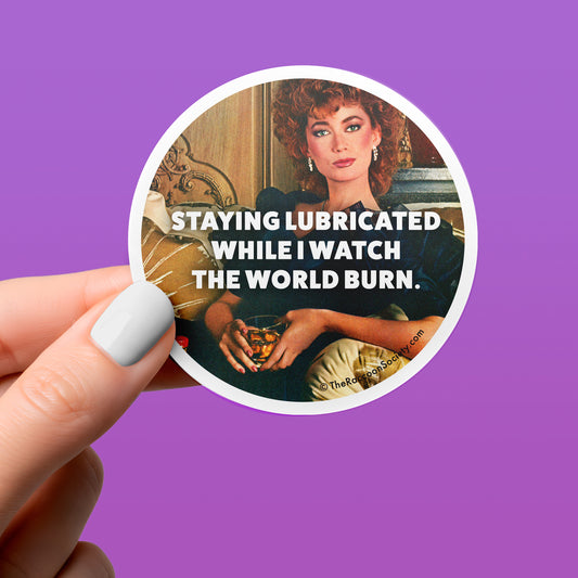 Funny Sticker - WORLD BURN - Retro Humor