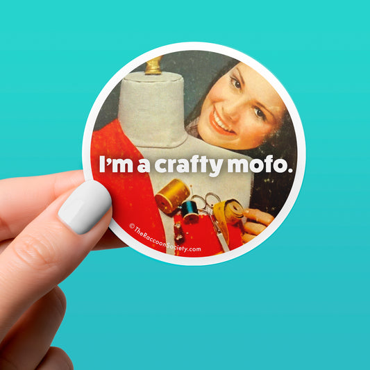 Funny Sticker - CRAFTY MOFO - Retro Humor