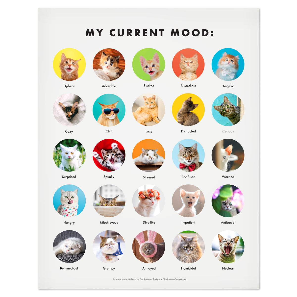 Cat Mood Chart 11x14" art print The Raccoon Society