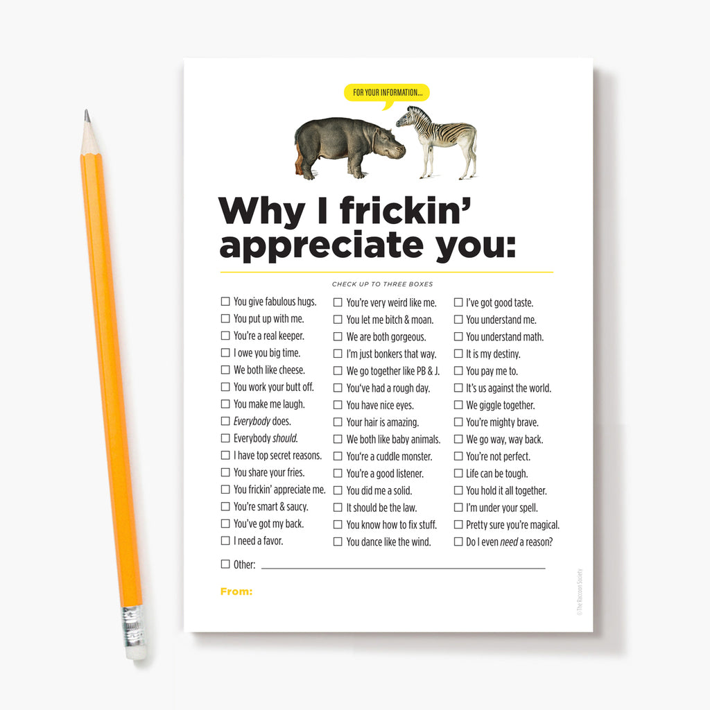 "Why I Frickin' Appreciate You" Memo Pad
