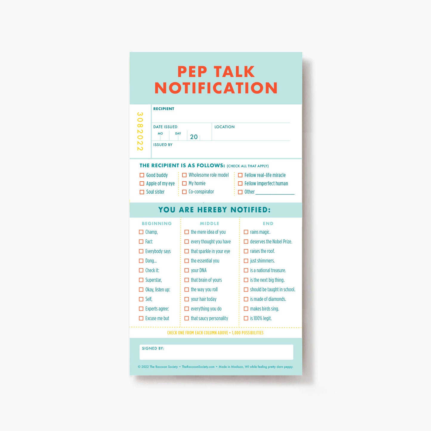 Ticket Pad: Pep Talk