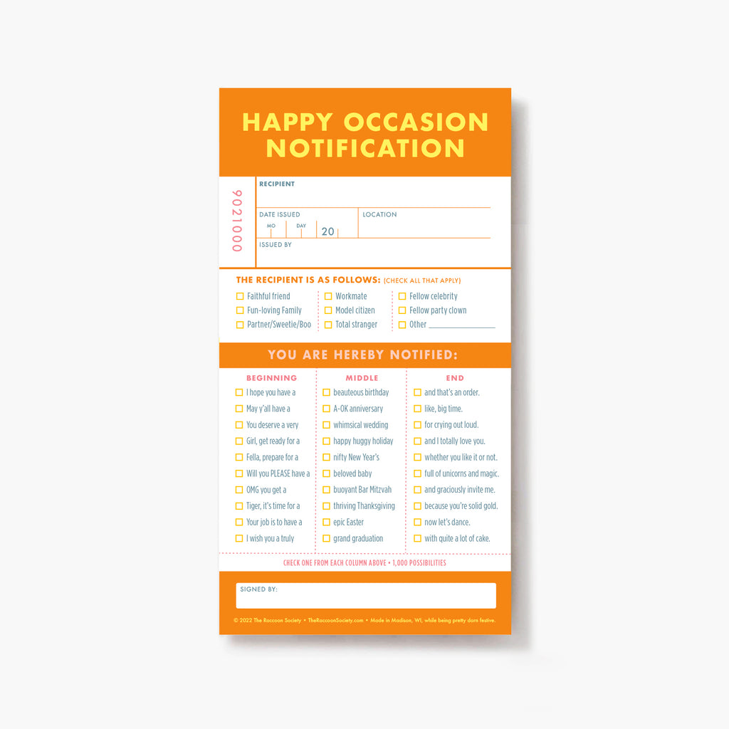 Ticket Pad: Happy Occasions