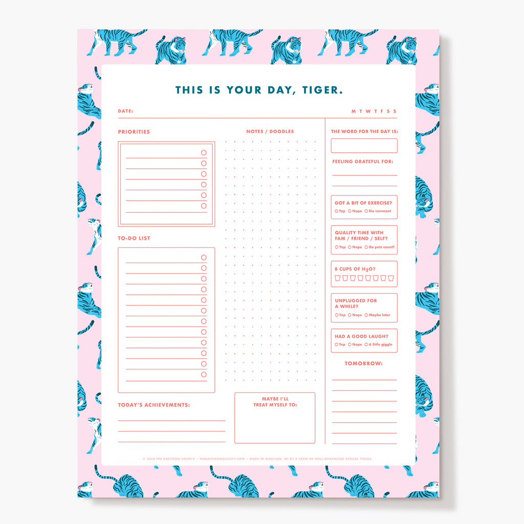 Pink Tiger Daily Planner Pad - 8.5 x 11