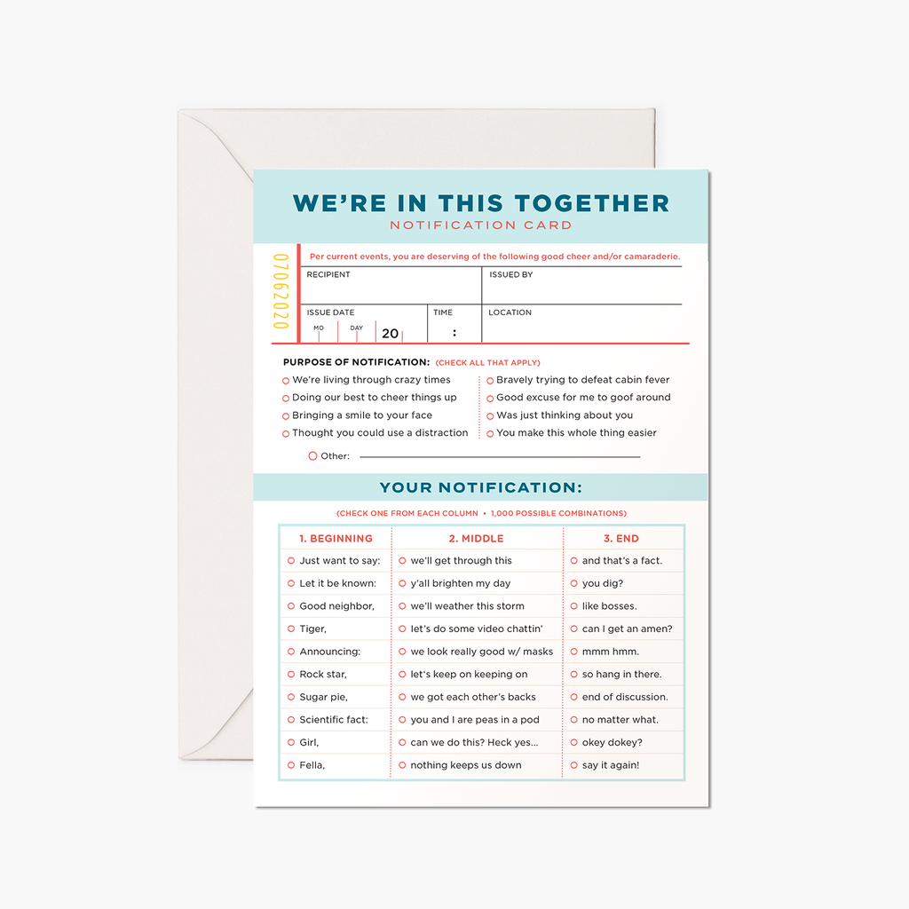 "We're In This Together" Fill-in Card
